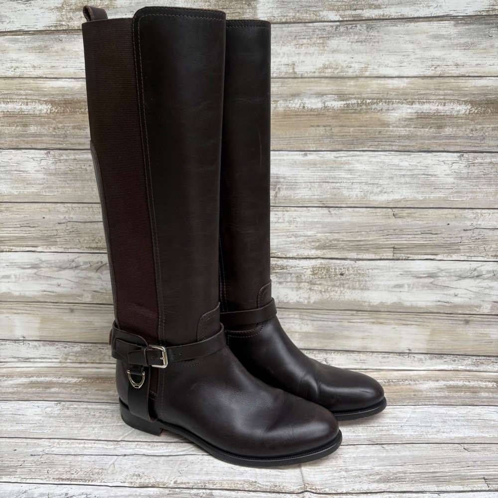 Ralph Lauren Purple Label Riding Boots 36B/5.5 Brown Italian Leather Equestrian
